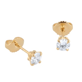 Goldsmiths Exclusive 18ct Yellow Gold 0.70cttw Brilliant Cut Solitaire Goldsmiths Signature Diamond Stud Earrings