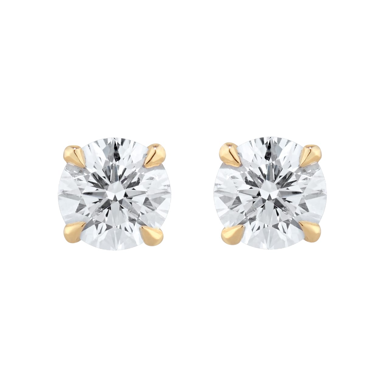 Goldsmiths Exclusive 18ct Yellow Gold 1.00cttw Brilliant Cut Solitaire Goldsmiths Signature Diamond Stud Earrings