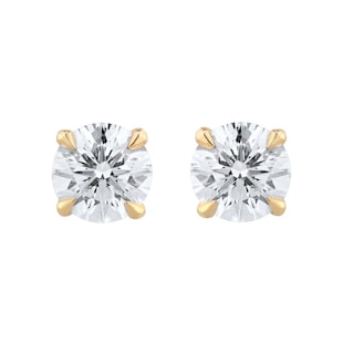 Goldsmiths Exclusive 18ct Yellow Gold 1.00cttw Brilliant Cut Solitaire Goldsmiths Signature Diamond Stud Earrings