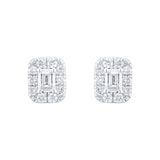 Goldsmiths 9ct White Gold 0.30cttw Emerald Cut Diamond Halo Stud Earrings