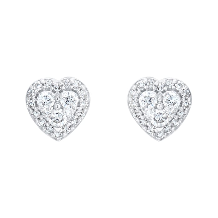 Goldsmiths 9ct White Gold 0.23cttw Diamond Heart Cluster Stud Earrings