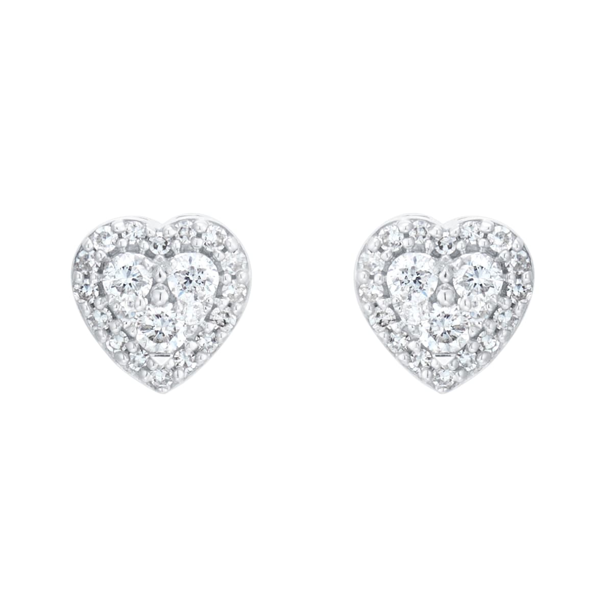 Goldsmiths 9ct White Gold 0.23cttw Diamond Heart Cluster Stud Earrings