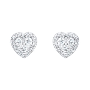 Goldsmiths 9ct White Gold 0.23cttw Diamond Heart Cluster Stud Earrings