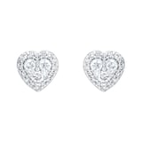 Goldsmiths 9ct White Gold 0.23cttw Diamond Heart Cluster Stud Earrings