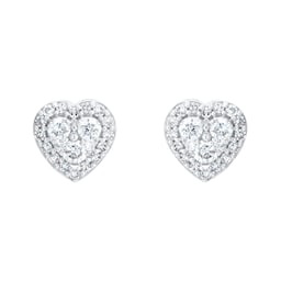 12153589 - 9ct White Gold 0.23cttw Diamond Heart Cluster Stud Earrings