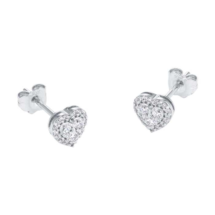 Goldsmiths 9ct White Gold 0.23cttw Diamond Heart Cluster Stud Earrings