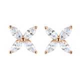 Goldsmiths 18ct Rose Gold 0.28cttw Marquise Cut Diamond Floral Stud Earrings