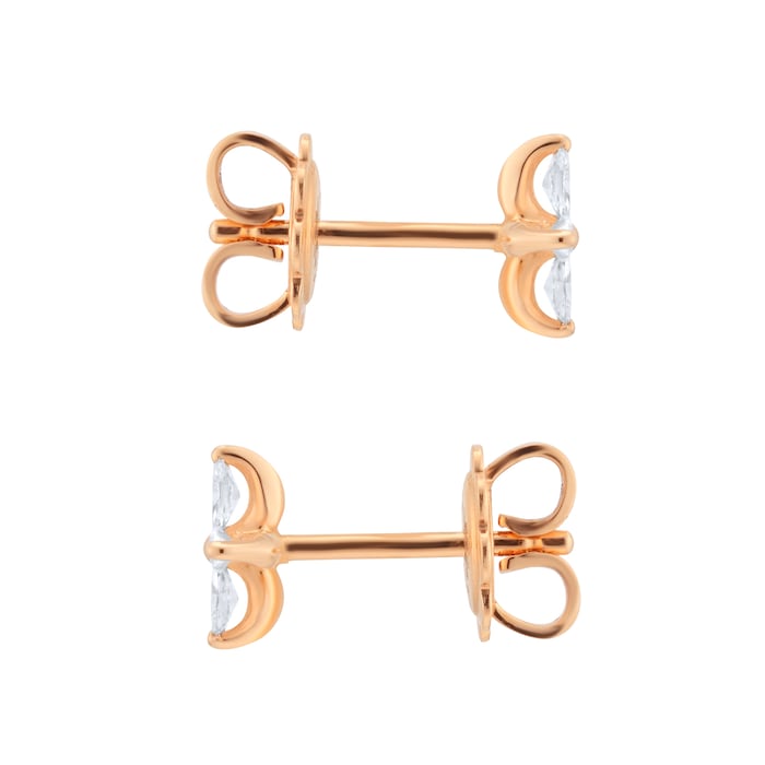 Goldsmiths 18ct Rose Gold 0.28cttw Marquise Cut Diamond Floral Stud Earrings