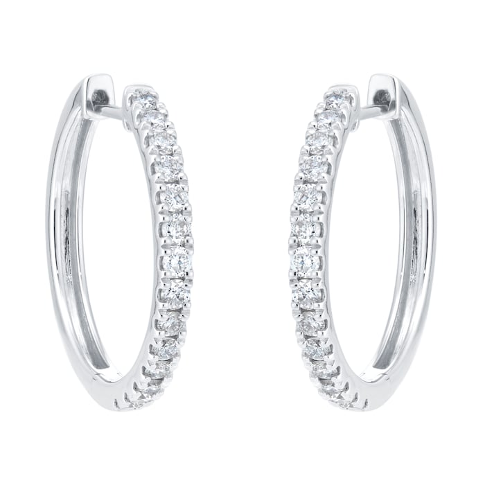 Goldsmiths 9ct White Gold 0.50cttw Diamond Hoop Earrings