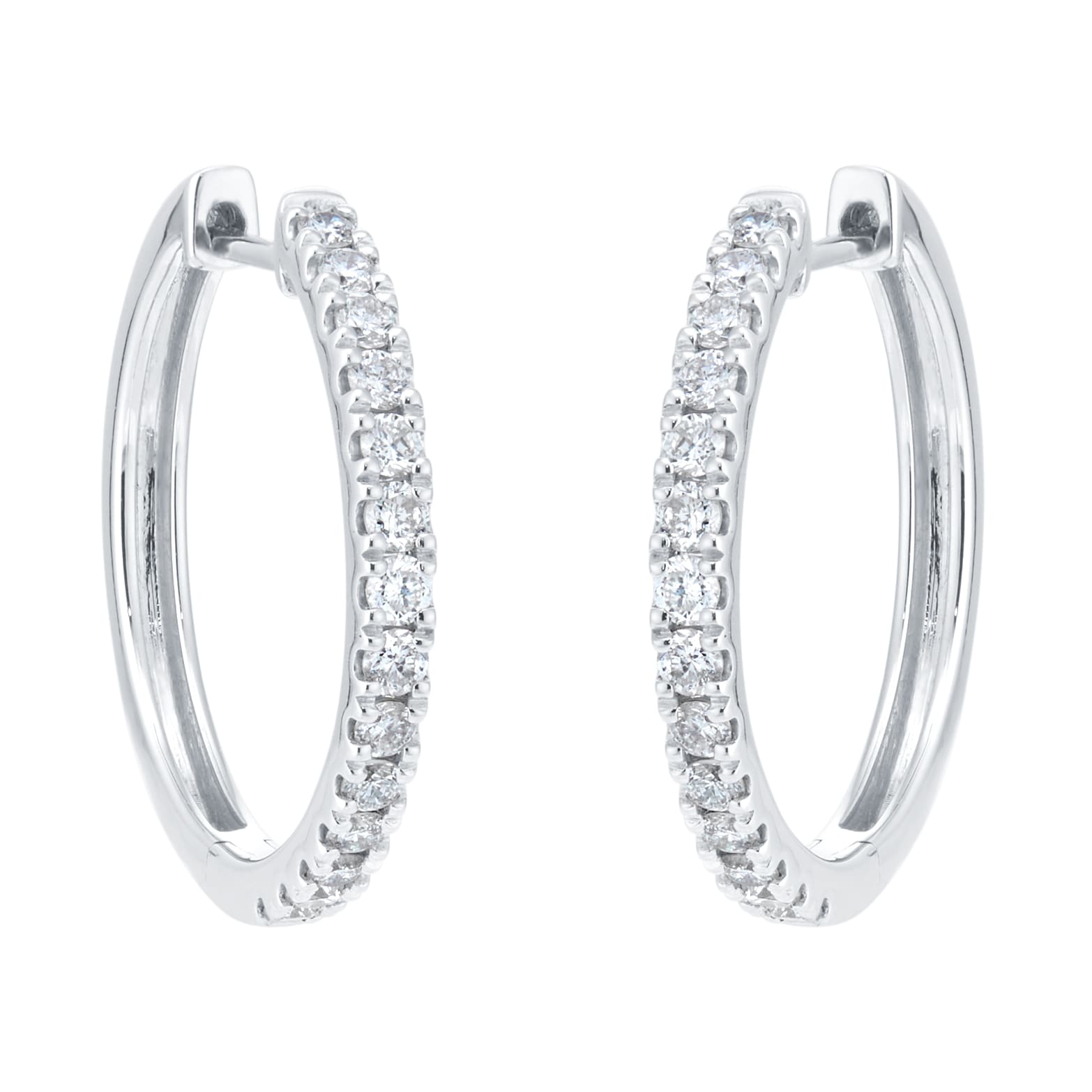 Goldsmiths 9ct White Gold 0.50cttw Diamond Hoop Earrings Goldsmiths 9ct White Gold 0.50cttw Diamond Hoop Earrings
