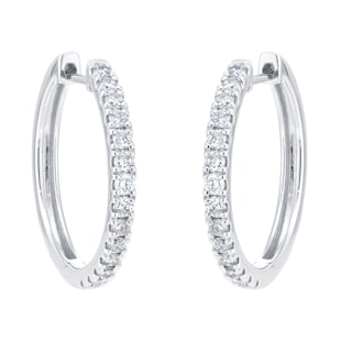 Goldsmiths 9ct White Gold 0.50cttw Diamond Hoop Earrings