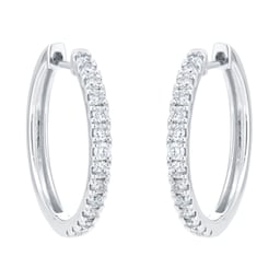 12153594 - 9ct White Gold 0.50cttw Diamond Hoop Earrings