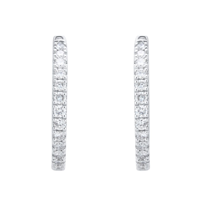 Goldsmiths 9ct White Gold 0.50cttw Diamond Hoop Earrings