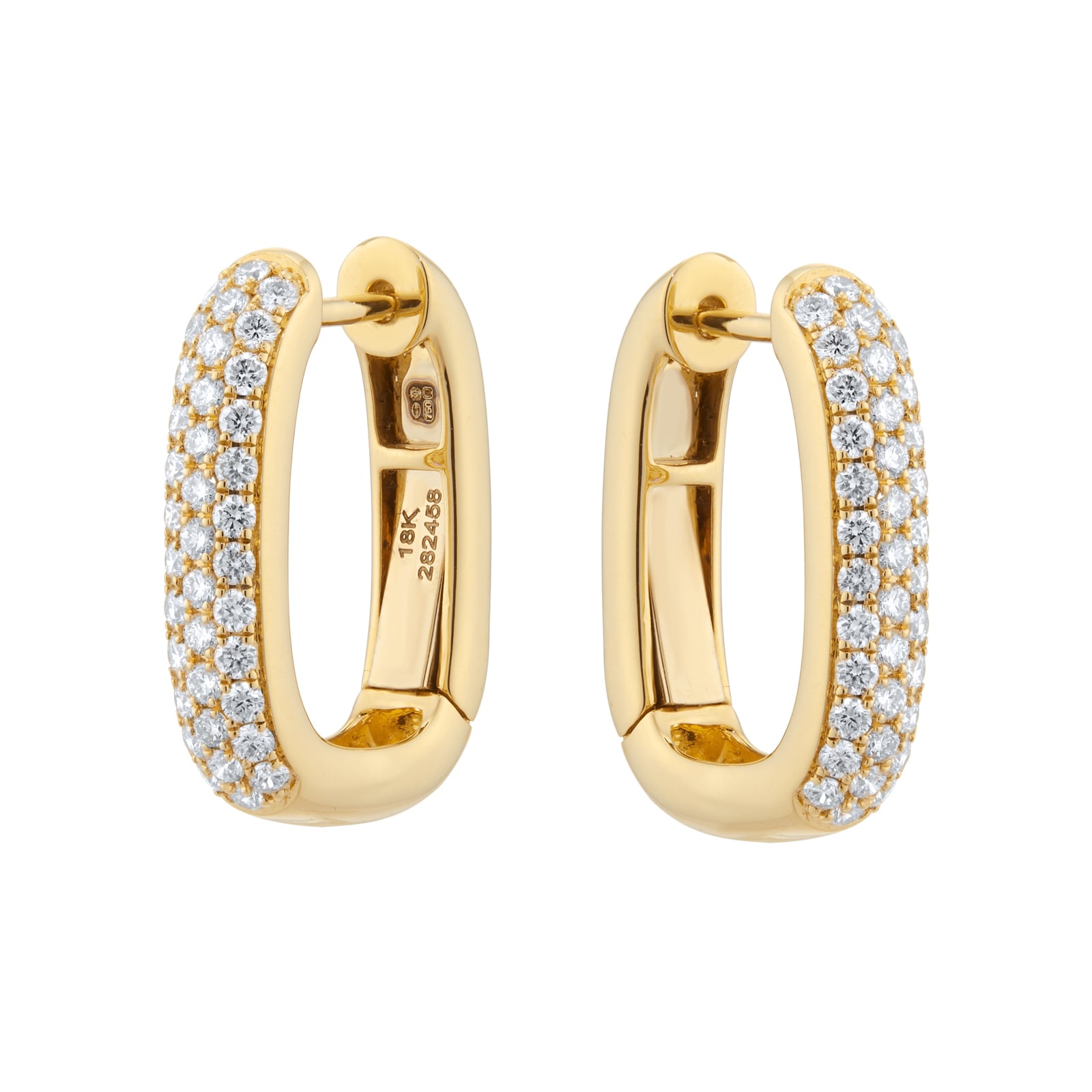 Mappin & Webb 18ct Yellow Gold 0.71cttw Diamond Pave Hoop Earrings