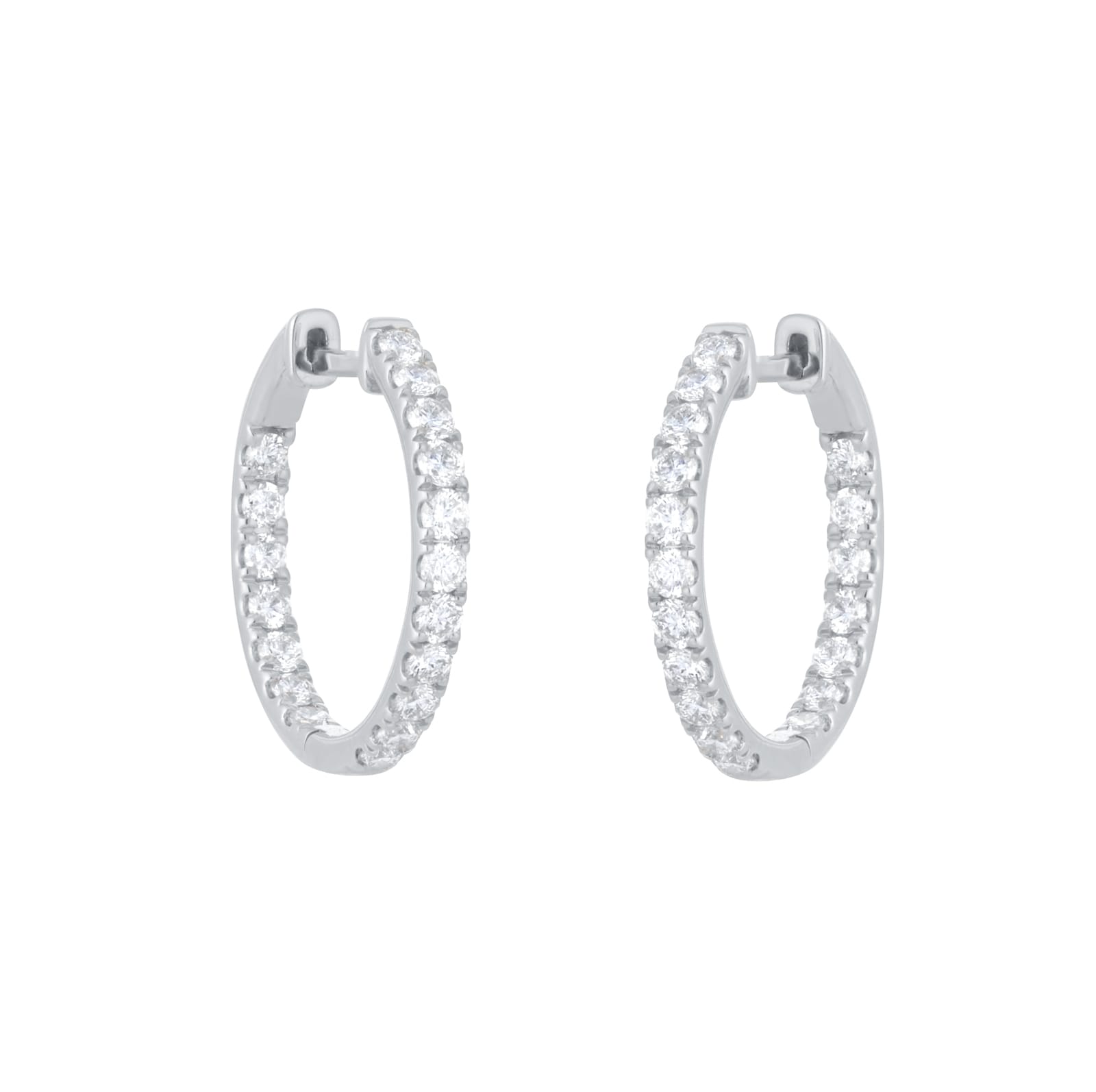 18ct White Gold 1.00cttw Diamond 20mm Hoop Earrings