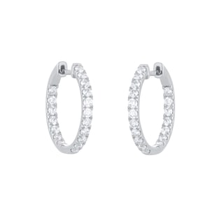 Mappin & Webb 18ct White Gold 1.00cttw Diamond 20mm Hoop Earrings