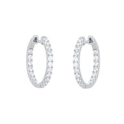 12153613 - 18ct White Gold 1.00cttw Diamond 20mm Hoop Earrings