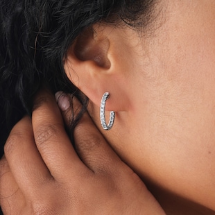 Mappin & Webb 18ct White Gold 1.00cttw Diamond 20mm Hoop Earrings