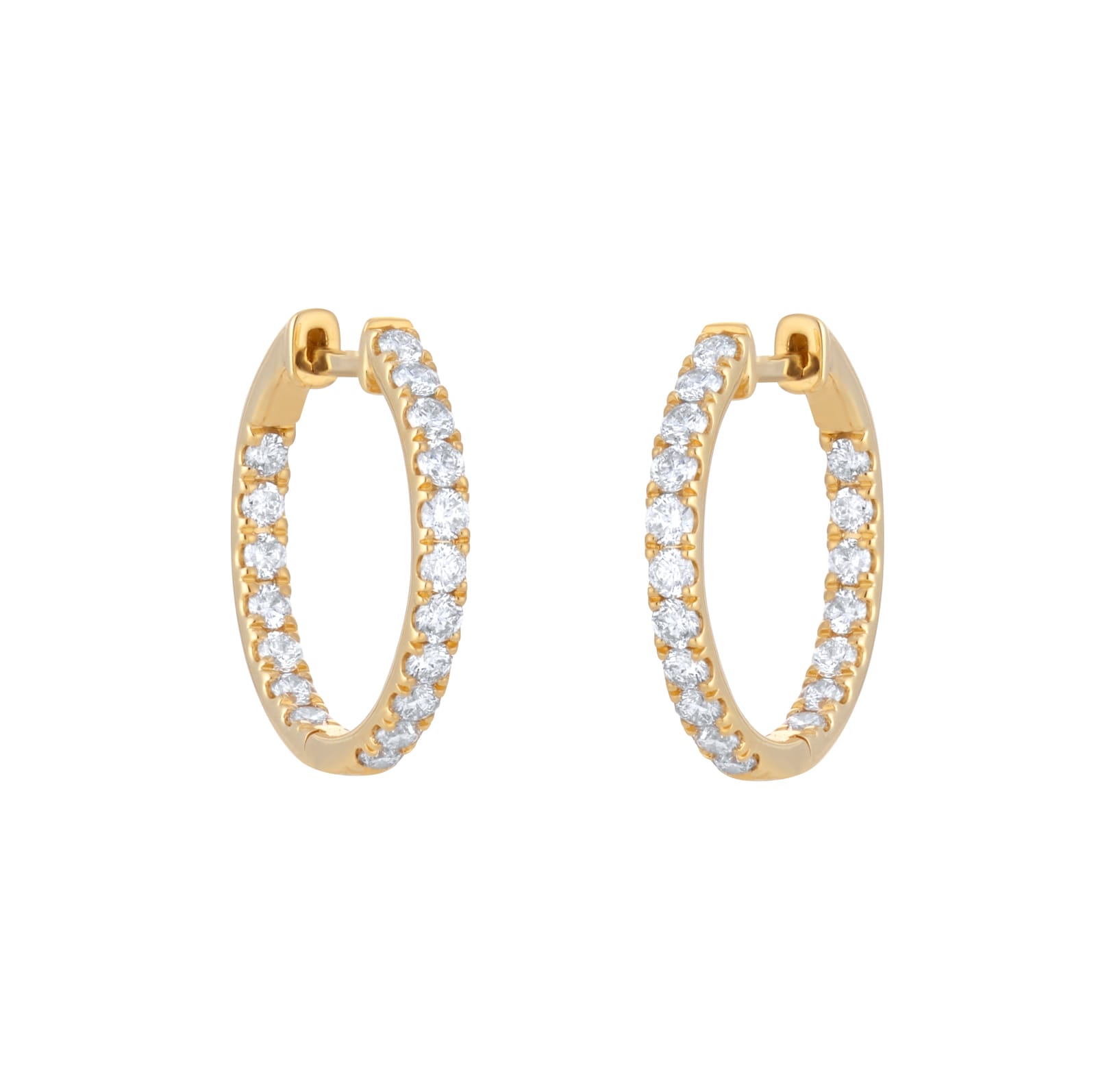 18ct Yellow Gold 1.00cttw Diamond 20mm Hoop Earrings