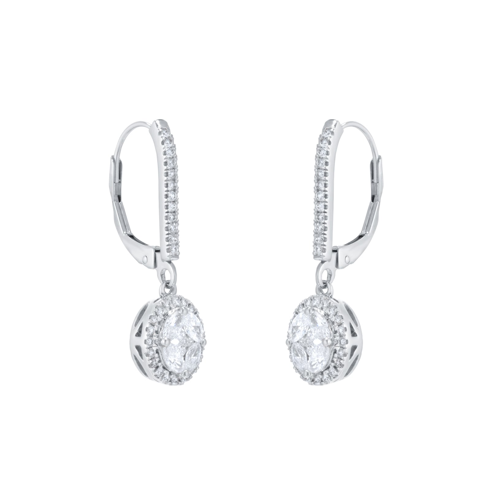 Mappin 
Webb 18ct White Gold 0.77cttw Diamond Oval Cut Illusion Drop Earrings