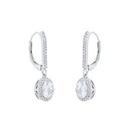 12153616 - 18ct White Gold 0.77cttw Diamond Oval Cut Illusion Drop Earrings