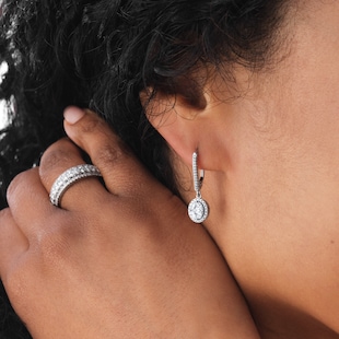 Mappin & Webb 18ct White Gold 0.77cttw Diamond Oval Cut Illusion Drop Earrings