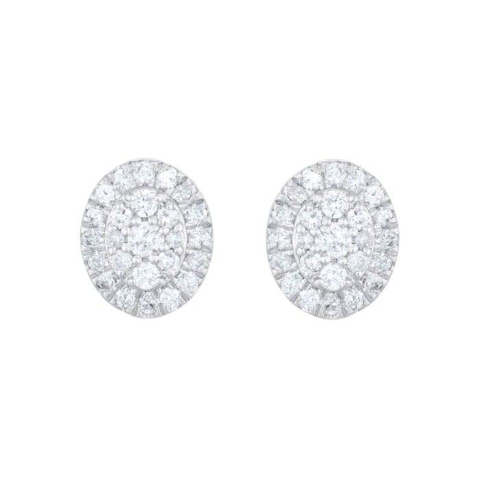 Goldsmiths 9ct White Gold 0.25cttw Oval Shape Diamond Cluster Stud Earrings