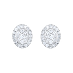 Goldsmiths 9ct White Gold 0.25cttw Oval Shape Diamond Cluster Stud Earrings