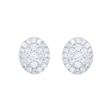 Goldsmiths 9ct White Gold 0.25cttw Oval Shape Diamond Cluster Stud Earrings