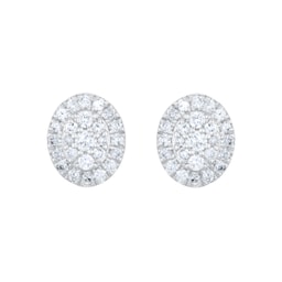12153619 - 9ct White Gold 0.25cttw Oval Shape Diamond Cluster Stud Earrings