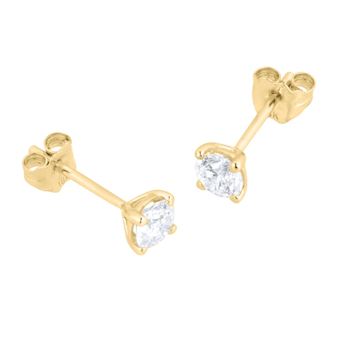 Goldsmiths 18ct Yellow Gold 0.60cttw Brilliant Cut Diamond Solitaire Stud Earrings