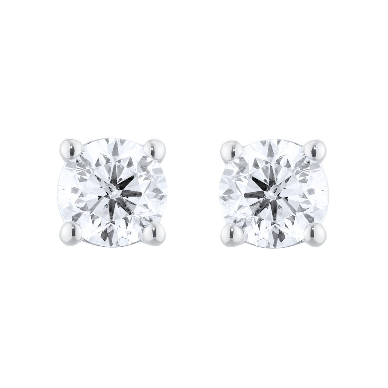 Goldsmiths 18ct White Gold 1.00cttw Brilliant Cut Diamond Solitaire Stud Earrings