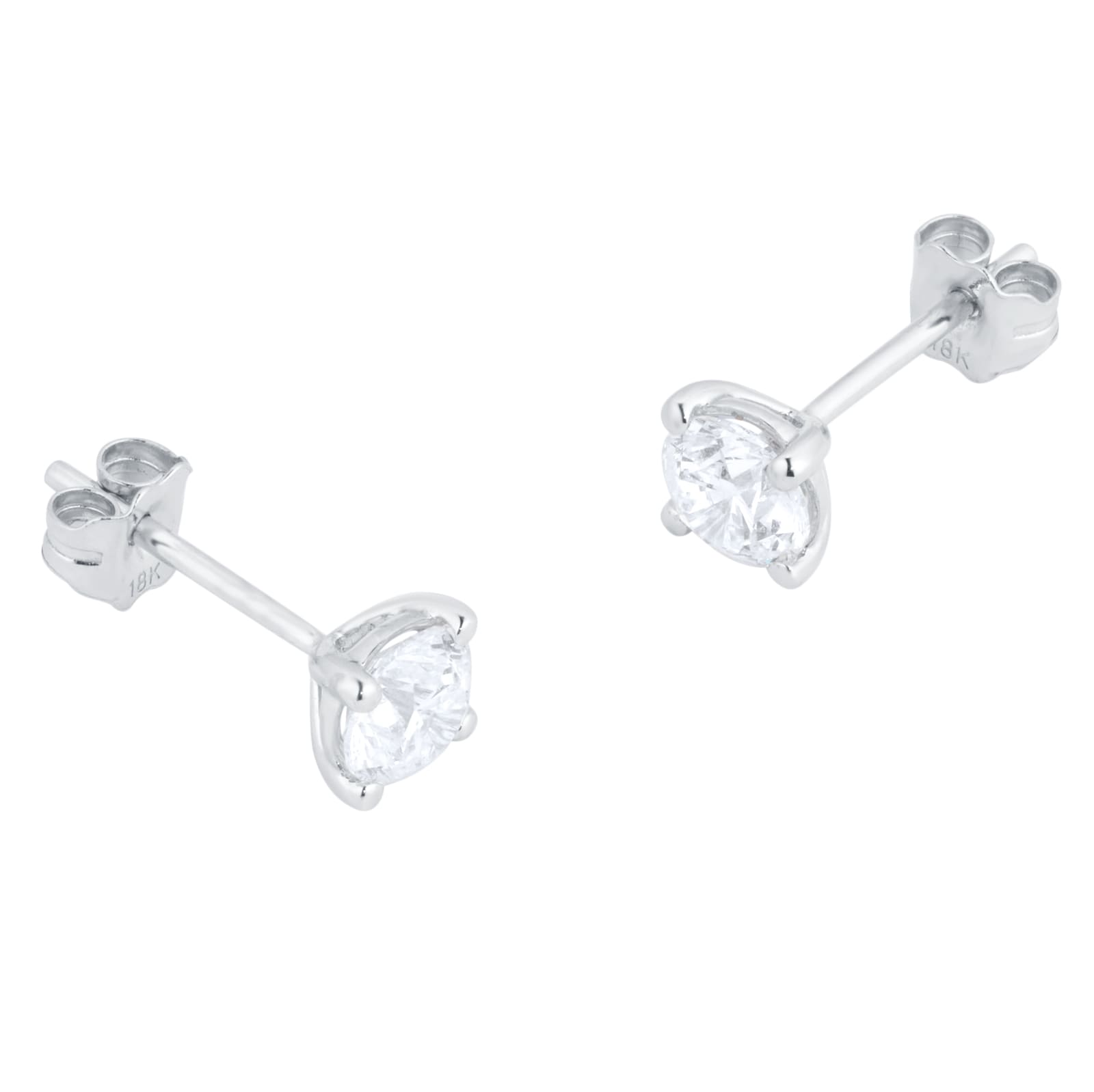 Goldsmiths 18ct White Gold 1.00cttw Brilliant Cut Diamond Solitaire Stud Earrings Goldsmiths 18ct White Gold 1.00cttw Brilliant Cut Diamond Solitaire Stud Earrings