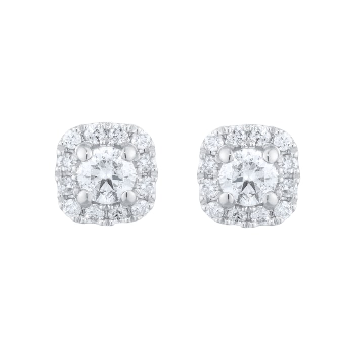 Best Luxury 
9ct White Gold 0.34cttw Brilliant Cut Diamond Halo Stud Earrings