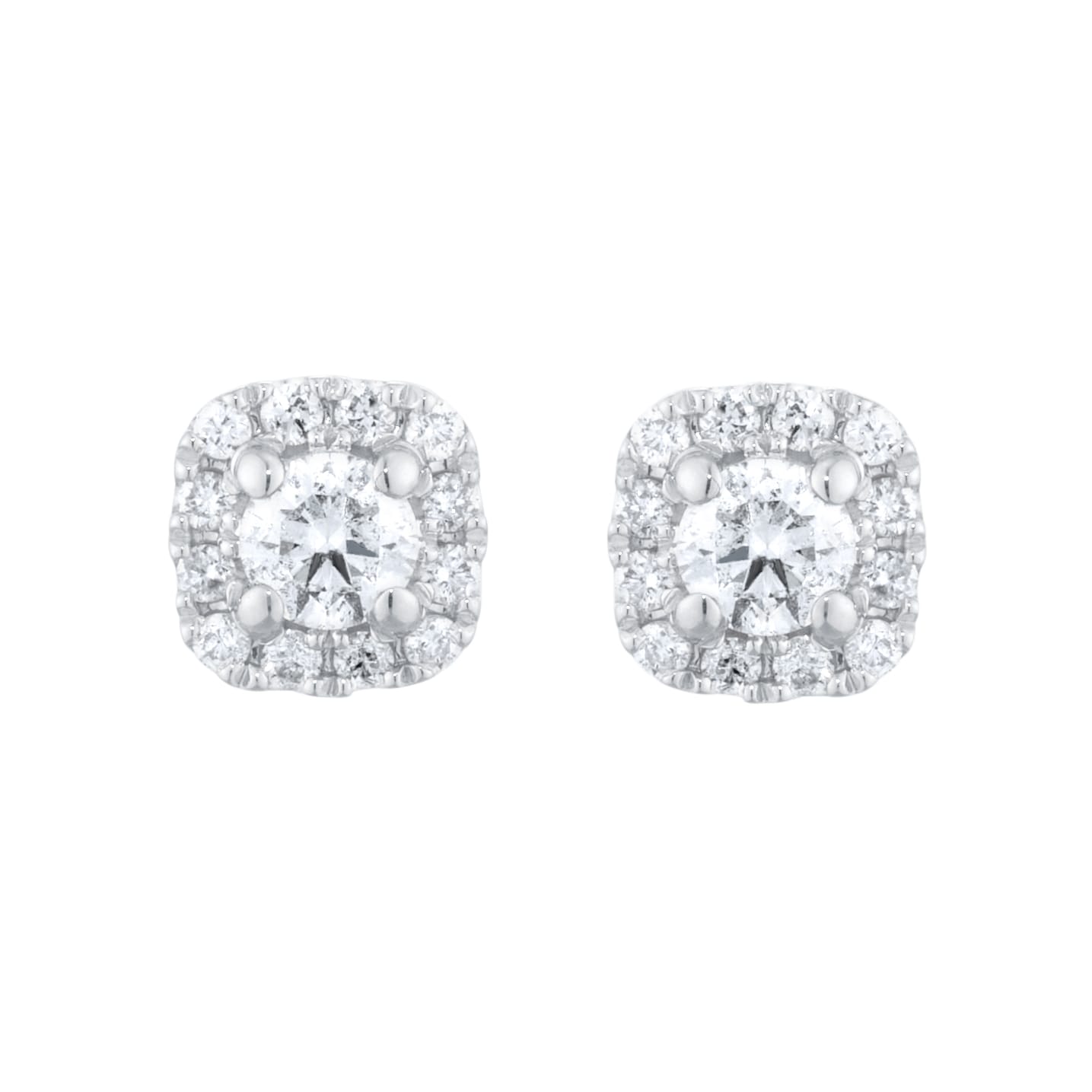 Goldsmiths 9ct White Gold 0.34cttw Brilliant Cut Diamond Halo Stud Earrings