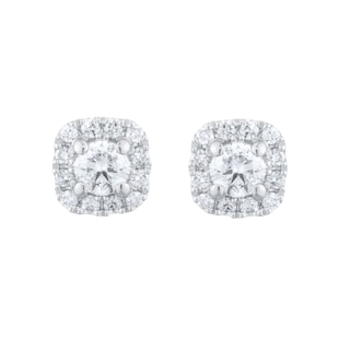 Goldsmiths 9ct White Gold 0.34cttw Brilliant Cut Diamond Halo Stud Earrings