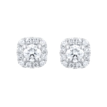 9ct White Gold 0.34cttw Brilliant Cut Diamond Halo Stud Earrings