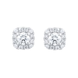12153624 - 9ct White Gold 0.34cttw Brilliant Cut Diamond Halo Stud Earrings