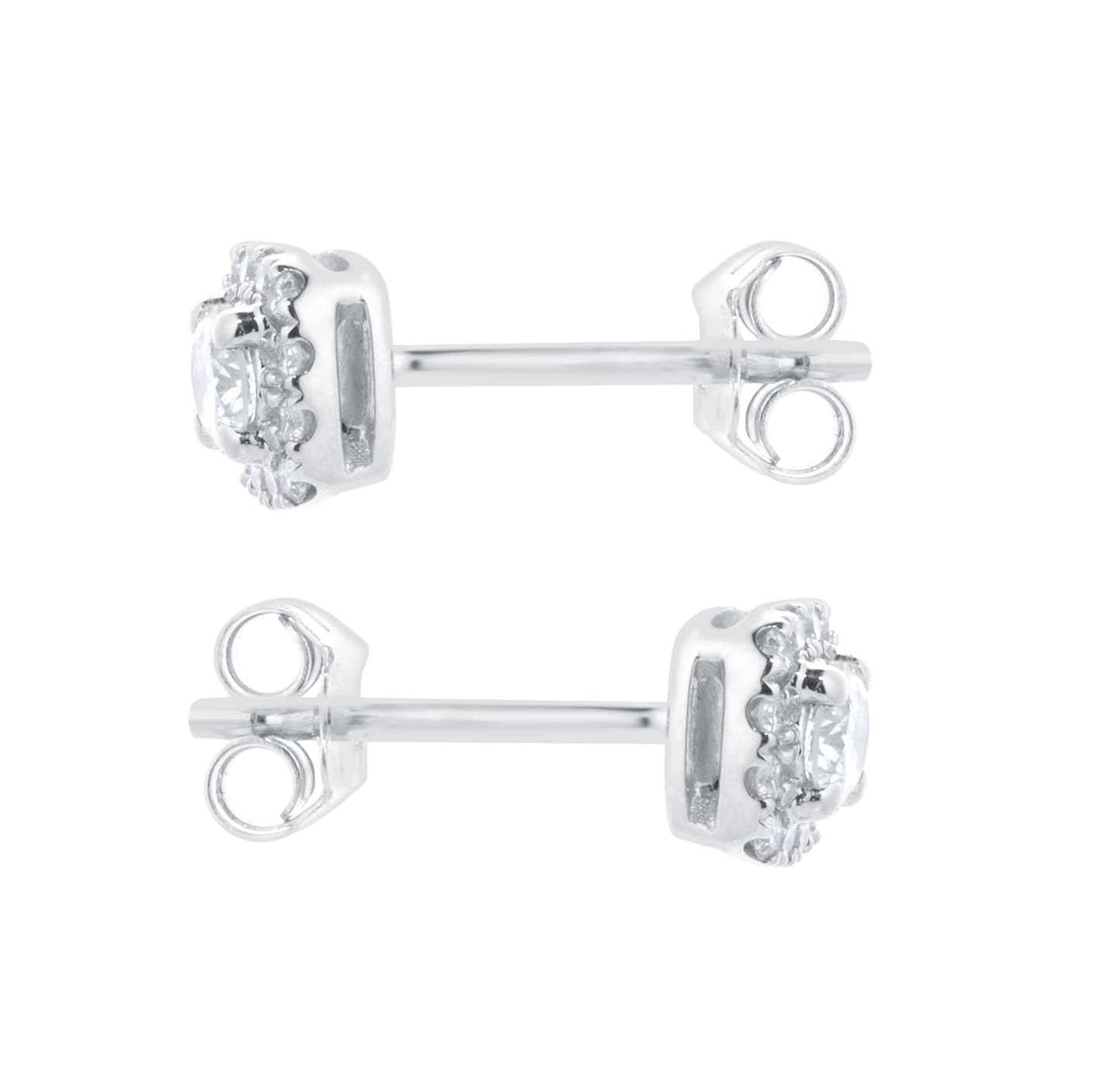 Goldsmiths 9ct White Gold 0.34cttw Brilliant Cut Diamond Halo Stud Earrings