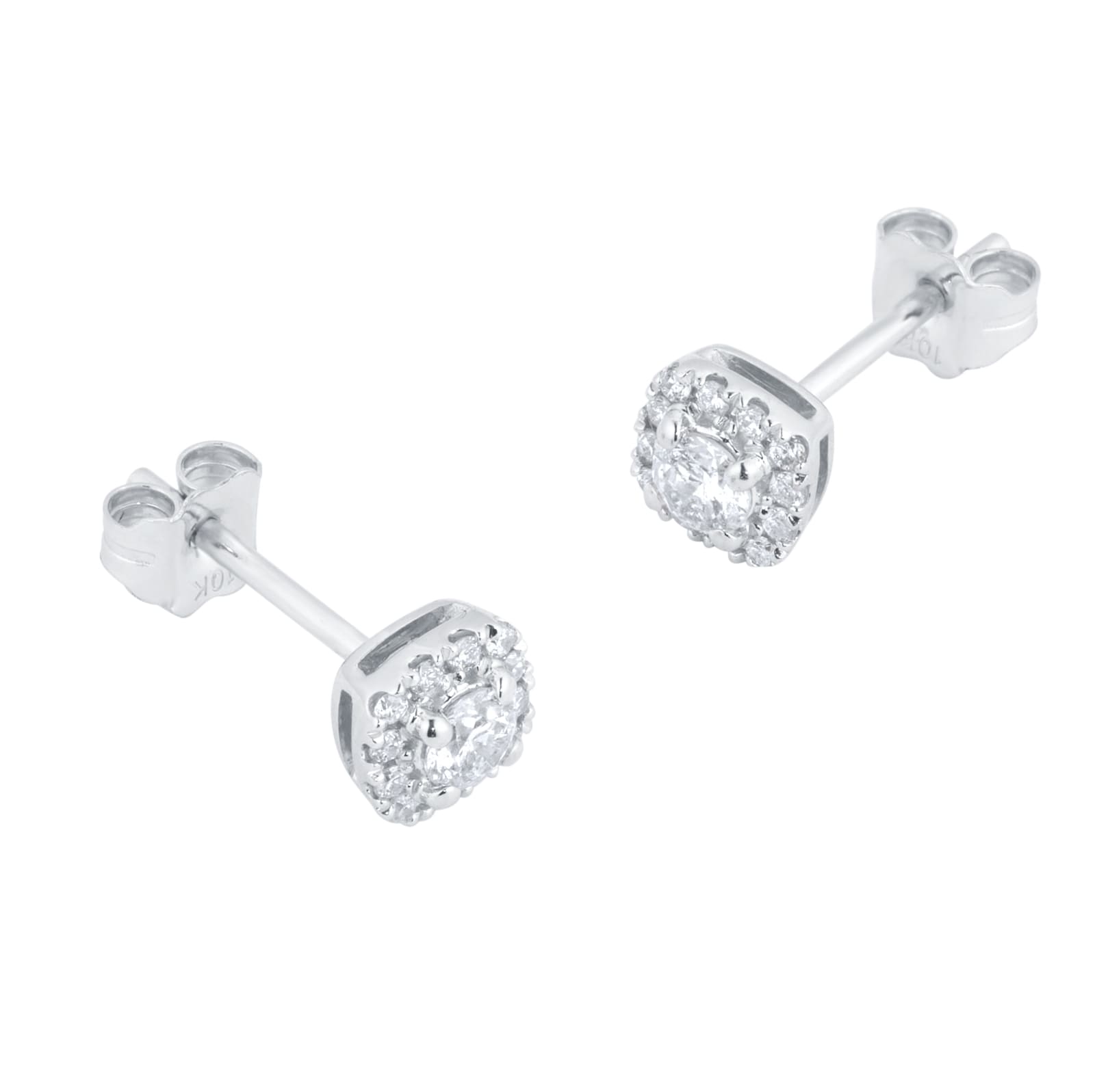 Goldsmiths 9ct White Gold 0.34cttw Brilliant Cut Diamond Halo Stud Earrings