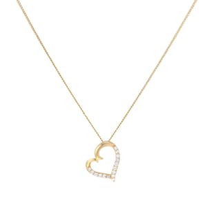Goldsmiths 9ct Yellow Gold 0.10cttw Diamond Heart Pendant