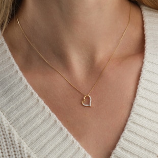Goldsmiths 9ct Yellow Gold 0.10cttw Diamond Heart Pendant