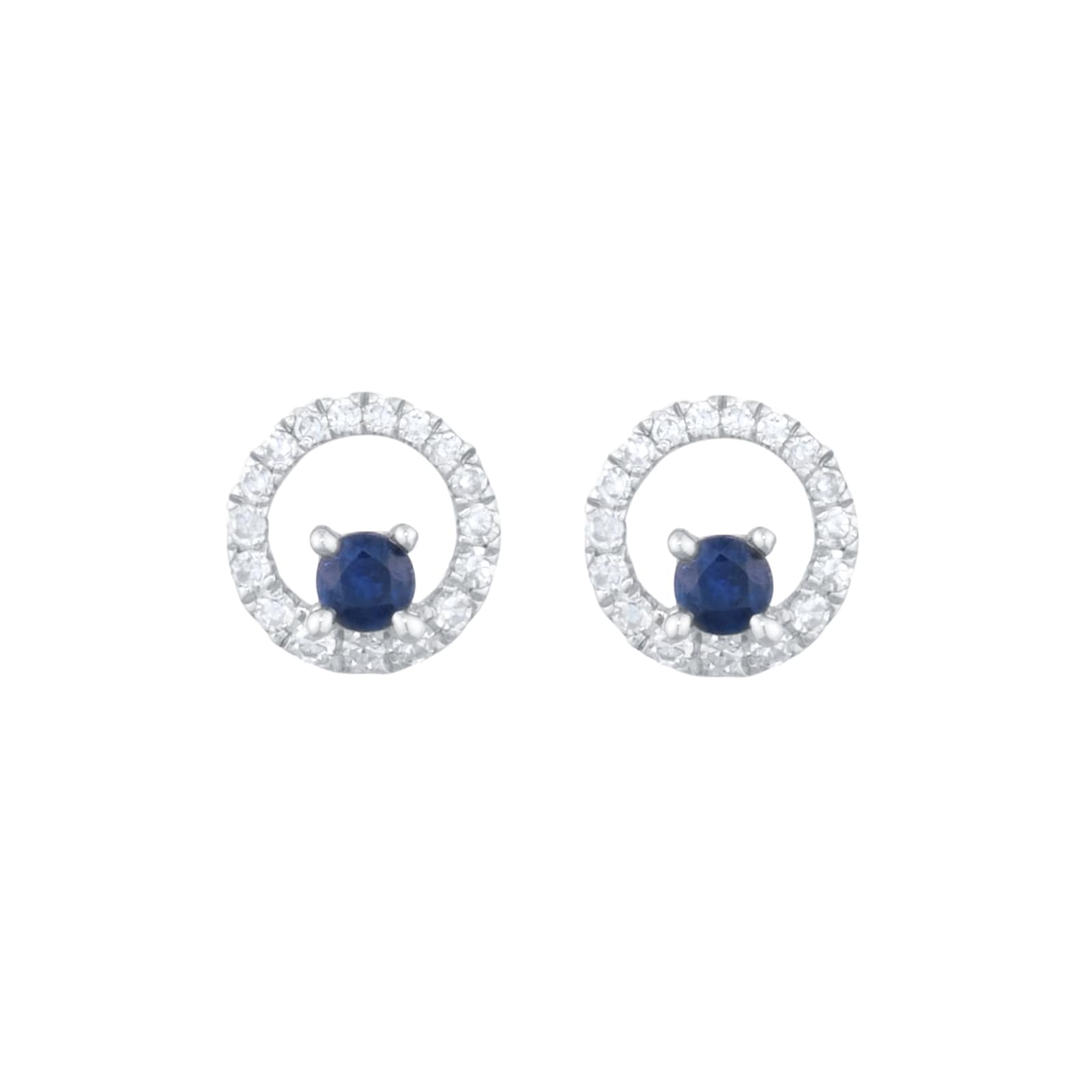 Goldsmiths 9ct White Gold Brilliant Cut Sapphire and Diamond Halo Stud Earrings