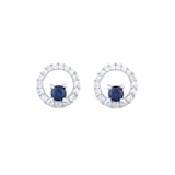 Goldsmiths 9ct White Gold Brilliant Cut Sapphire and Diamond Halo Stud Earrings