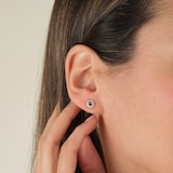 Goldsmiths 9ct White Gold Brilliant Cut Sapphire and Diamond Halo Stud Earrings