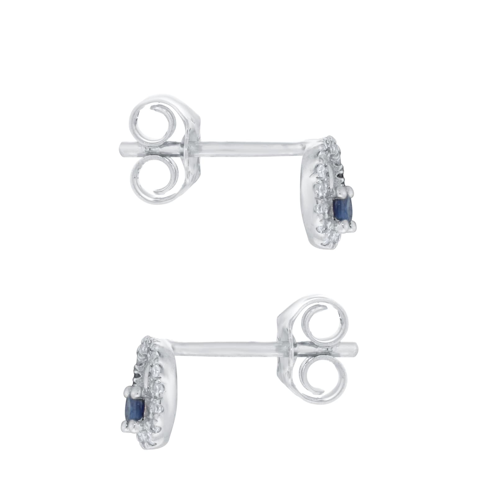 Goldsmiths 9ct White Gold Brilliant Cut Sapphire and Diamond Halo Stud Earrings