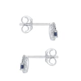 Goldsmiths 9ct White Gold Brilliant Cut Sapphire and Diamond Halo Stud Earrings
