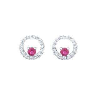 Best Luxury 
9ct White Gold Brilliant Cut Ruby and Diamond Halo Stud Earrings