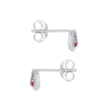 Goldsmiths 9ct White Gold Brilliant Cut Ruby and Diamond Halo Stud Earrings