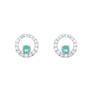 Best Luxury 
9ct White Gold Brilliant Cut Emerald and Diamond Halo Stud Earrings